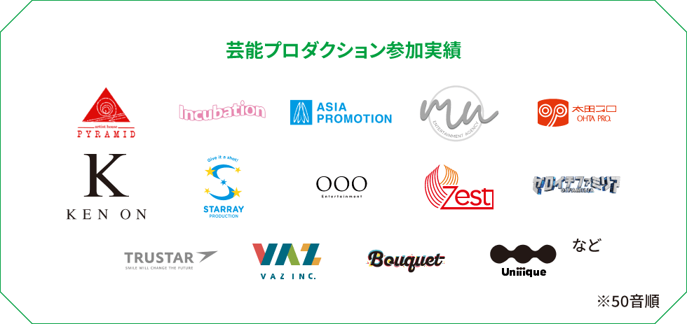 芸能プロダクション参加実績
